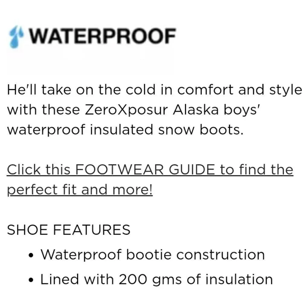 ZeroXposur Alaska Boys' Waterproof Insulated Snow Boots